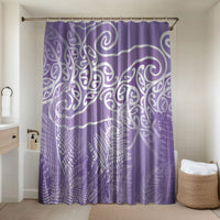 Aotearoa Maori Koru Curves Bathroom Set Silver Ferns - Amethyst LT7 Shower Curtain Only Purple - Polynesian Pride