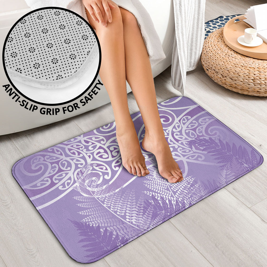 Aotearoa Maori Koru Curves Bathroom Set Silver Ferns - Amethyst LT7 - Polynesian Pride