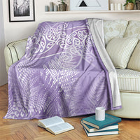 Aotearoa Maori Koru Curves Blanket Silver Ferns - Amethyst LT7 Purple - Polynesian Pride