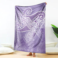 Aotearoa Maori Koru Curves Blanket Silver Ferns - Amethyst LT7 - Polynesian Pride