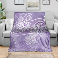 Aotearoa Maori Koru Curves Blanket Silver Ferns - Amethyst LT7 - Polynesian Pride