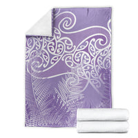 Aotearoa Maori Koru Curves Blanket Silver Ferns - Amethyst LT7 - Polynesian Pride