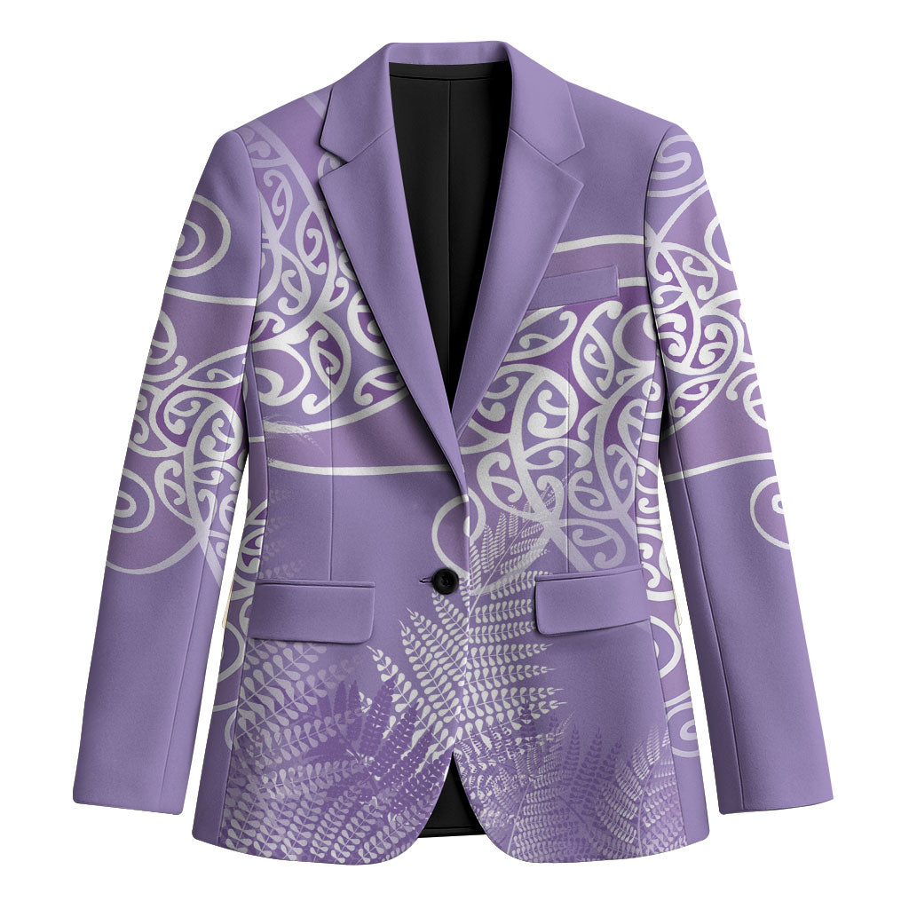 Aotearoa Maori Koru Curves Blazer Silver Ferns - Amethyst LT7 Unisex Purple - Polynesian Pride