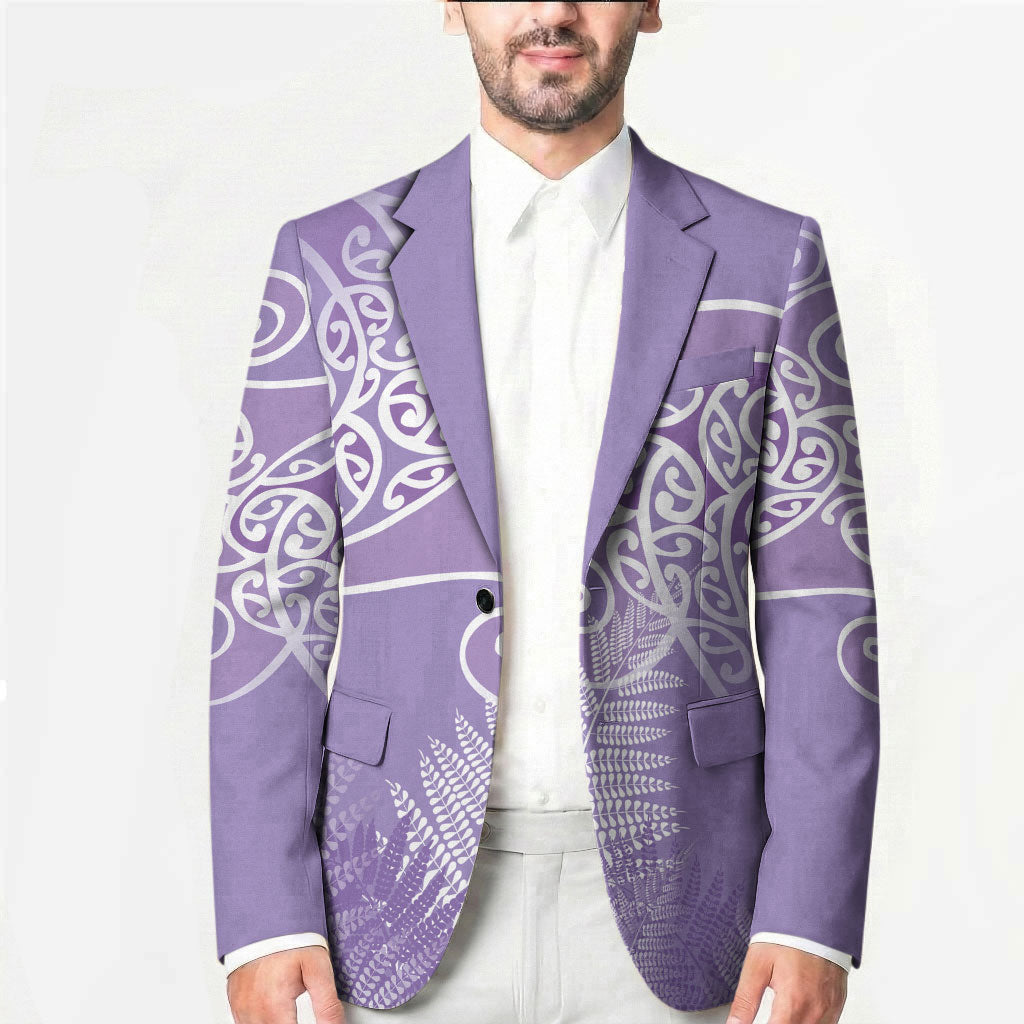 Aotearoa Maori Koru Curves Blazer Silver Ferns - Amethyst LT7 - Polynesian Pride