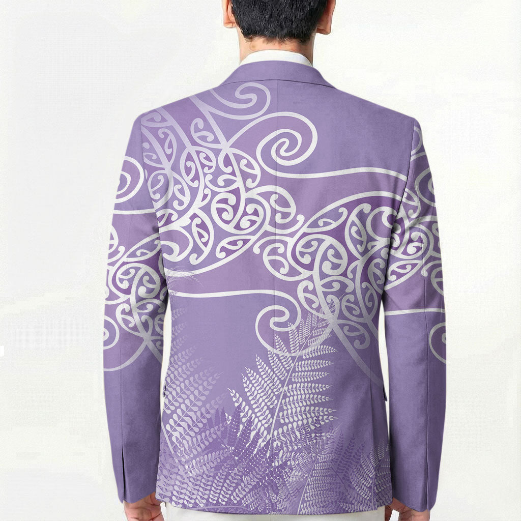 Aotearoa Maori Koru Curves Blazer Silver Ferns - Amethyst LT7 - Polynesian Pride