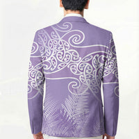 Aotearoa Maori Koru Curves Blazer Silver Ferns - Amethyst LT7 - Polynesian Pride