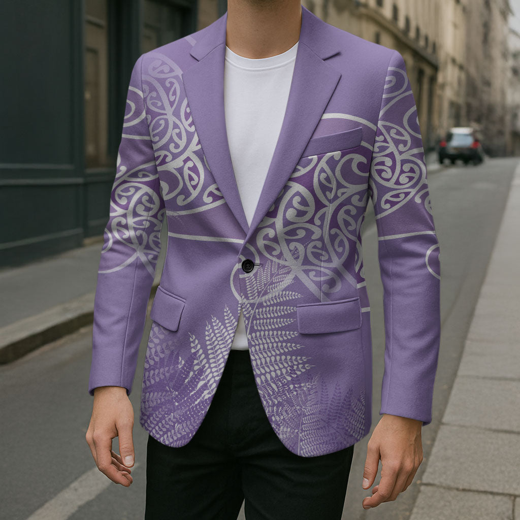 Aotearoa Maori Koru Curves Blazer Silver Ferns - Amethyst LT7 - Polynesian Pride