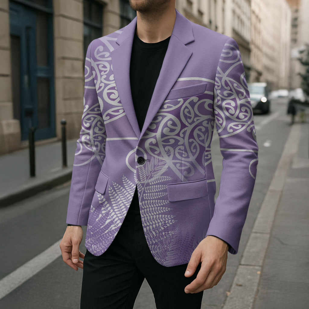 Aotearoa Maori Koru Curves Blazer Silver Ferns - Amethyst LT7 - Polynesian Pride