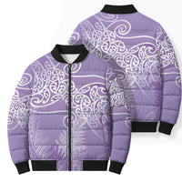 Aotearoa Maori Koru Curves Bomber Puffer Jacket Silver Ferns - Amethyst LT7 - Polynesian Pride