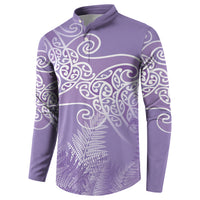 Aotearoa Maori Koru Curves Button Sweatshirt Silver Ferns - Amethyst LT7 - Polynesian Pride