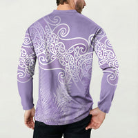 Aotearoa Maori Koru Curves Button Sweatshirt Silver Ferns - Amethyst LT7 - Polynesian Pride
