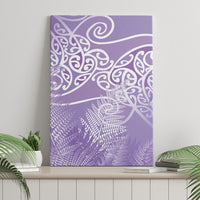 Aotearoa Maori Koru Curves Canvas Wall Art Silver Ferns - Amethyst LT7 - Polynesian Pride
