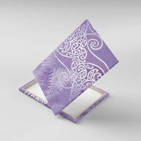 Aotearoa Maori Koru Curves Canvas Wall Art Silver Ferns - Amethyst LT7 With Frame Purple - Polynesian Pride