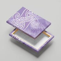 Aotearoa Maori Koru Curves Canvas Wall Art Silver Ferns - Amethyst LT7 - Polynesian Pride
