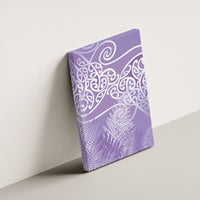 Aotearoa Maori Koru Curves Canvas Wall Art Silver Ferns - Amethyst LT7 - Polynesian Pride