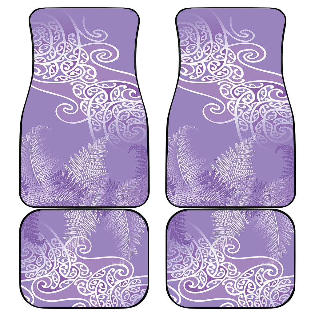 Aotearoa Maori Koru Curves Car Mats Silver Ferns - Amethyst LT7 - Polynesian Pride