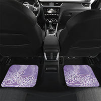 Aotearoa Maori Koru Curves Car Mats Silver Ferns - Amethyst LT7 Set 2pcs - Back Purple - Polynesian Pride