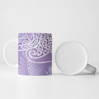 Aotearoa Maori Koru Curves Ceramic Mug Silver Ferns - Amethyst LT7 - Polynesian Pride