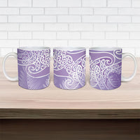 Aotearoa Maori Koru Curves Ceramic Mug Silver Ferns - Amethyst LT7 - Polynesian Pride