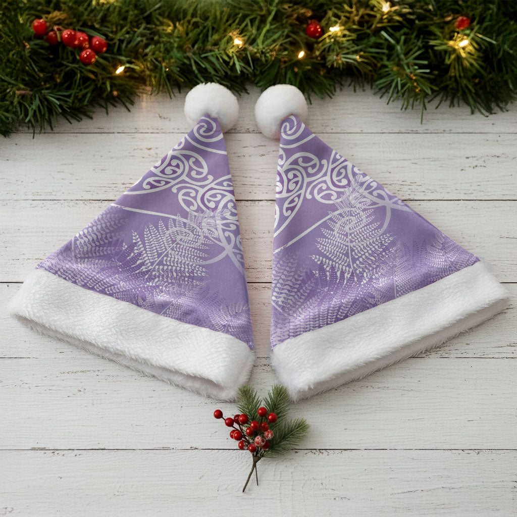 Aotearoa Maori Koru Curves Christmas Santa Hat Silver Ferns - Amethyst
