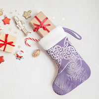 Aotearoa Maori Koru Curves Christmas Stocking Silver Ferns - Amethyst