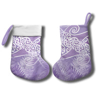 Aotearoa Maori Koru Curves Christmas Stocking Silver Ferns - Amethyst