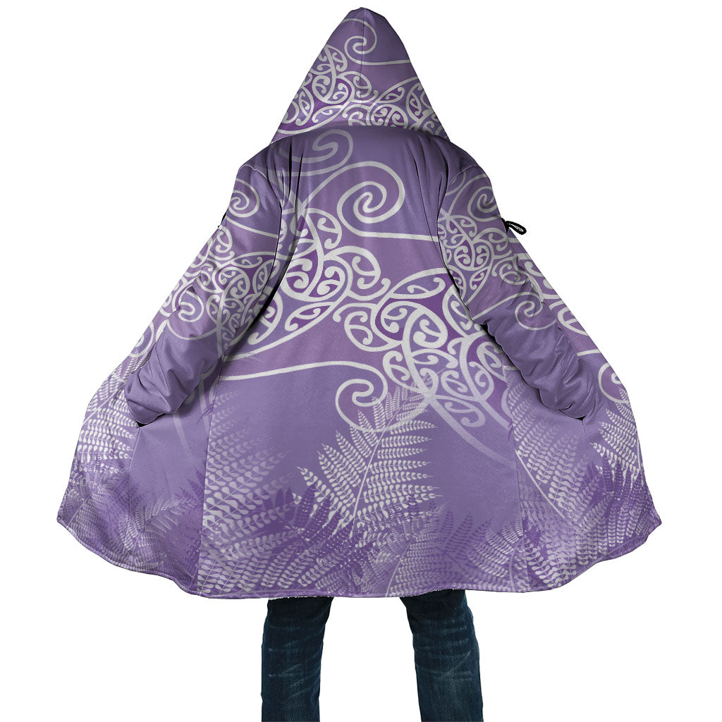Aotearoa Maori Koru Curves Cloak Silver Ferns - Amethyst LT7 Unisex Purple - Polynesian Pride