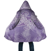 Aotearoa Maori Koru Curves Cloak Silver Ferns - Amethyst LT7 Unisex Purple - Polynesian Pride