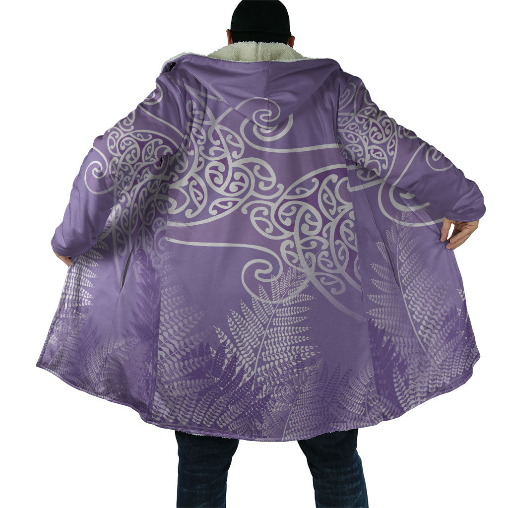Aotearoa Maori Koru Curves Cloak Silver Ferns - Amethyst LT7 - Polynesian Pride