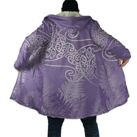 Aotearoa Maori Koru Curves Cloak Silver Ferns - Amethyst LT7 - Polynesian Pride
