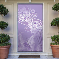 Aotearoa Maori Koru Curves Door Cover Silver Ferns - Amethyst LT7 Purple - Polynesian Pride