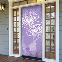 Aotearoa Maori Koru Curves Door Cover Silver Ferns - Amethyst LT7 - Polynesian Pride