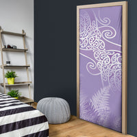 Aotearoa Maori Koru Curves Door Cover Silver Ferns - Amethyst LT7 - Polynesian Pride