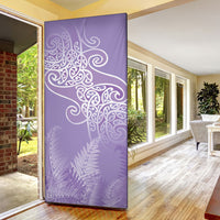 Aotearoa Maori Koru Curves Door Cover Silver Ferns - Amethyst LT7 - Polynesian Pride