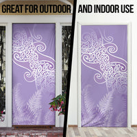 Aotearoa Maori Koru Curves Door Cover Silver Ferns - Amethyst LT7 - Polynesian Pride