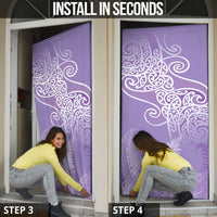 Aotearoa Maori Koru Curves Door Cover Silver Ferns - Amethyst LT7 - Polynesian Pride
