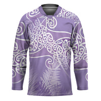 Aotearoa Maori Koru Curves Hockey Jersey Silver Ferns - Amethyst LT7 Unisex Purple - Polynesian Pride