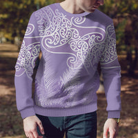 Aotearoa Maori Koru Curves Ugly Christmas Sweater Silver Ferns - Amethyst