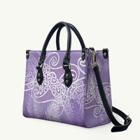 Aotearoa Maori Koru Curves Leather Bag Silver Ferns - Amethyst LT7 Purple - Polynesian Pride