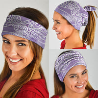 Aotearoa Maori Koru Curves Neck Gaiter Silver Ferns - Amethyst LT7 - Polynesian Pride
