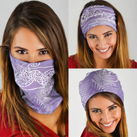 Aotearoa Maori Koru Curves Neck Gaiter Silver Ferns - Amethyst LT7 - Polynesian Pride