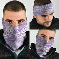 Aotearoa Maori Koru Curves Neck Gaiter Silver Ferns - Amethyst LT7 - Polynesian Pride