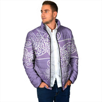 Aotearoa Maori Koru Curves Padded Jacket Silver Ferns - Amethyst LT7 - Polynesian Pride