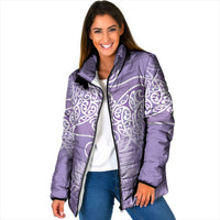 Aotearoa Maori Koru Curves Padded Jacket Silver Ferns - Amethyst LT7 Women Purple - Polynesian Pride