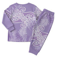Aotearoa Maori Koru Curves Christmas Pajama Set Silver Ferns - Amethyst