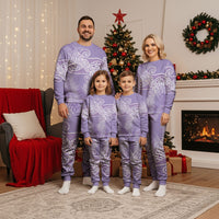 Aotearoa Maori Koru Curves Christmas Pajama Set Silver Ferns - Amethyst
