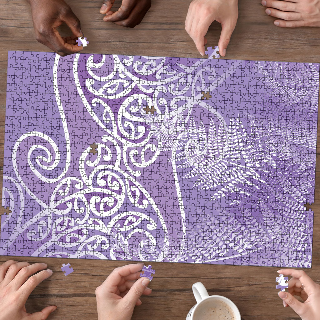 Aotearoa Maori Koru Curves Puzzle Silver Ferns - Amethyst LT7 - Polynesian Pride