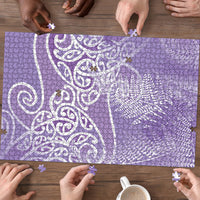 Aotearoa Maori Koru Curves Puzzle Silver Ferns - Amethyst LT7 - Polynesian Pride
