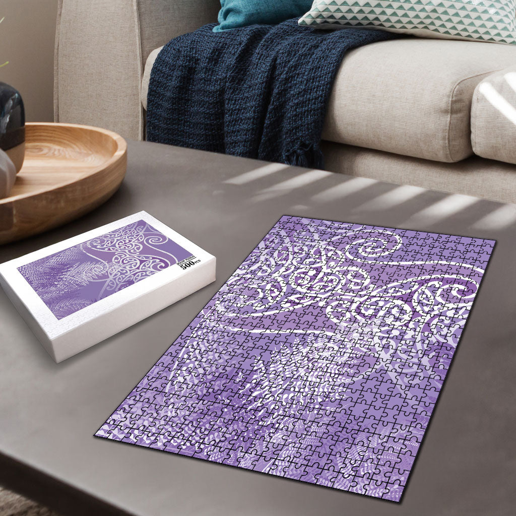 Aotearoa Maori Koru Curves Puzzle Silver Ferns - Amethyst LT7 - Polynesian Pride