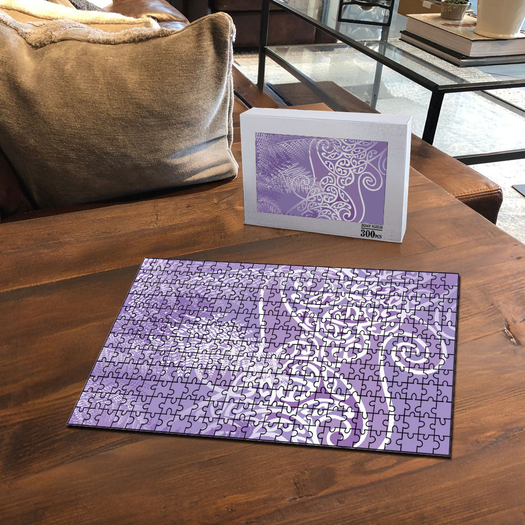 Aotearoa Maori Koru Curves Puzzle Silver Ferns - Amethyst LT7 - Polynesian Pride